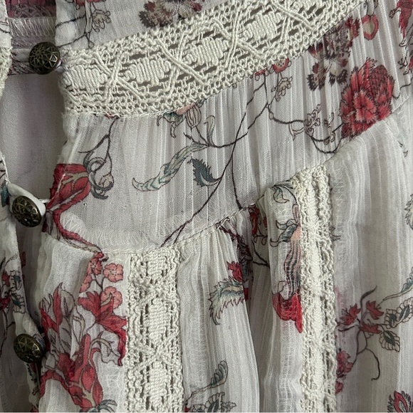 ANTHROPOLOGIE Floral Lace Trim Boho Cottagecore Blouse - Picture 8 of 11